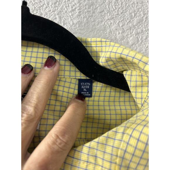 Izod Shirt Mens‎ XL Yellow Blue Plaid Long Sleeve Button-Down Casual Regular Fit - Picture 6 of 12